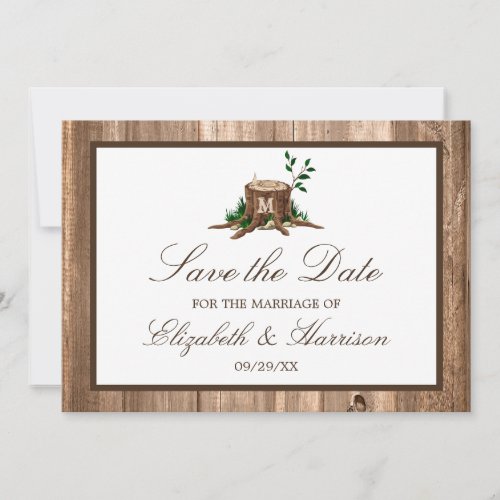 Country Rustic Wood Monogram Tree Save The Date
