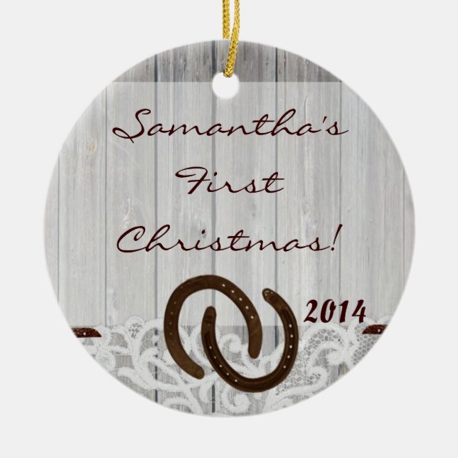Country Rustic Wood Personalized Name Ornament (Front)