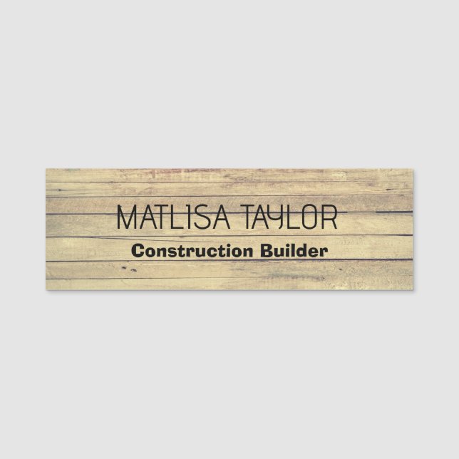 Country Rustic Wood Professional Employee Custom  Name Tag (Front)