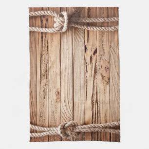 Country Rustic Wood Rope Nautic Kitchen Dish Towel