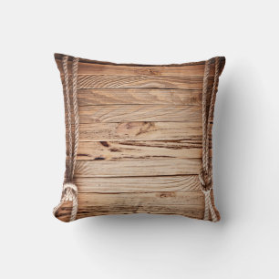 Country Rustic Wood Rope Nautic Throw Couch Pillow