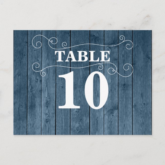 Country Rustic Wood Vintage Table Number Card (Front)