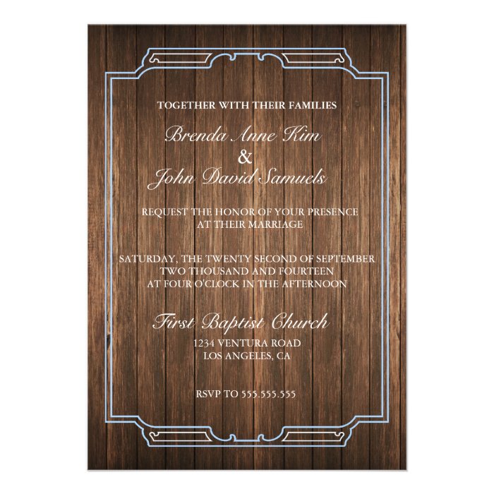 Country Rustic Wood Wedding Invitation