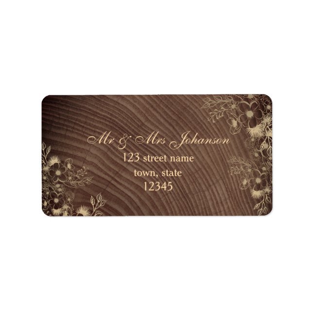 Country Rustic Wood Wedding Return Address Label (Front)