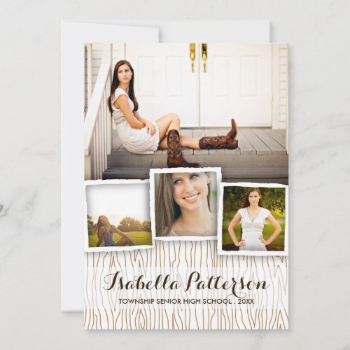 Country Rustic Woodgrain Graduation Invitation