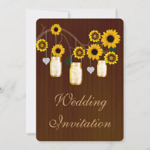 Country Rustic Yellow Mason Jar Wedding Invitation