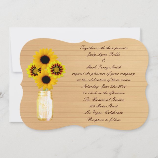 Country Rustic Yellow Mason Jar Wedding Invitation (Front)