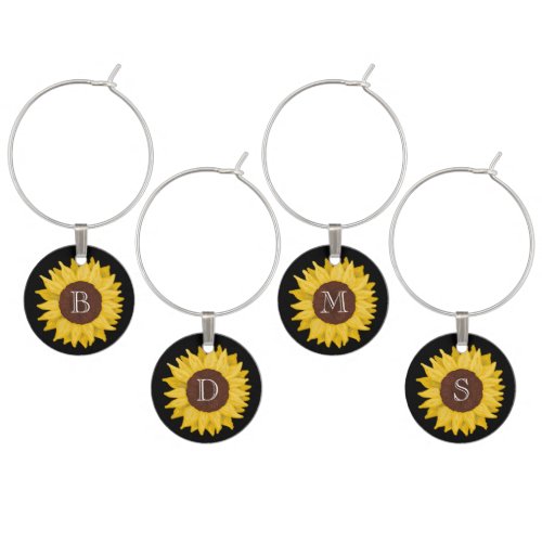 Country Rustic Yellow Sunflower Wine Charm