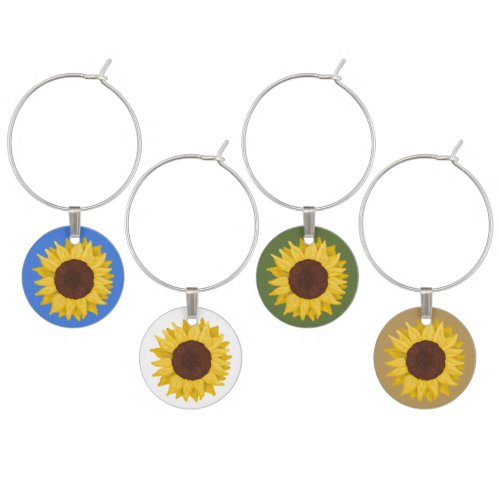 Country Rustic Yellow Sunflower Wine Charm