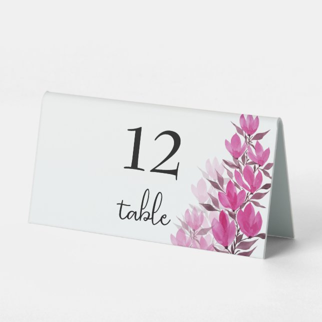 Country Rustik Pink Hand-painted Floral  Table Tent (Front)