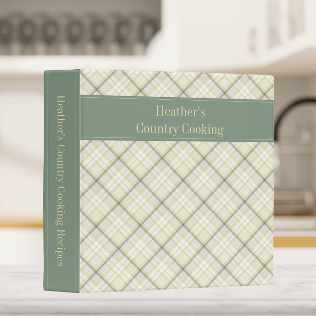 Country Sage Green & Yellow Plaid Recipe 3 Ring Binder (Creator Uploaded)