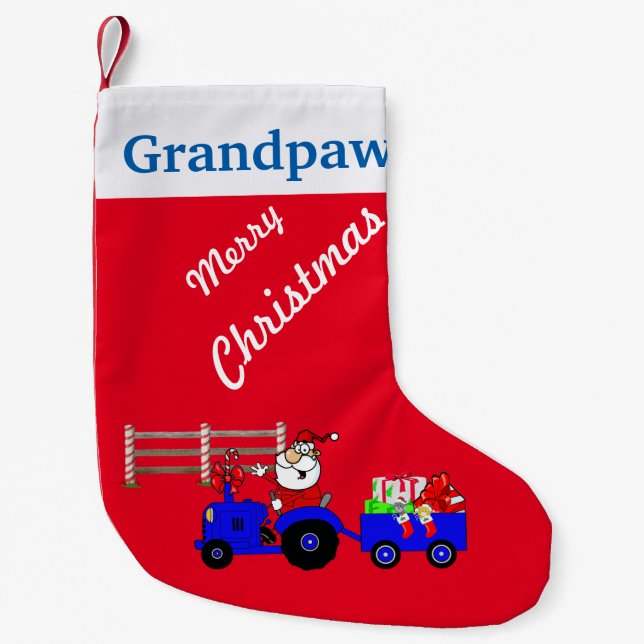 Country Santa On Tractor Christmas Stocking (Front)