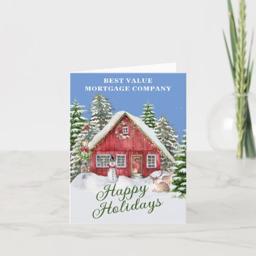 Country Scene Budget Happy Holidays Business  Card