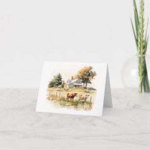 Country Scene with a Field of Cows BLANK  Card
