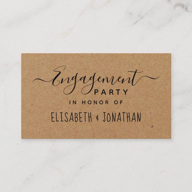 Country Script, Kraft Engagement Party Ticket Enclosure Card (Front)