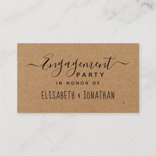 Country Script Kraft Engagement Party Ticket Enclosure Card