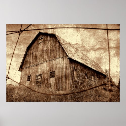 Country Sepia Rustic Barn Vintage Texture Poster