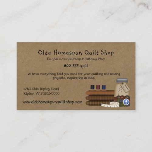 Country Sewing Quilting Rustic Business Card