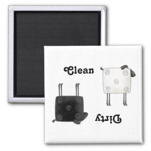 Country Sheep Clean Dirty Square Dishwasher Magnet