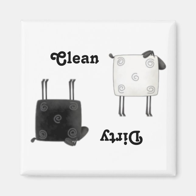 Country Sheep Clean Dirty Square Dishwasher Magnet (Front)