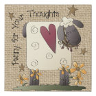 Country Sheep faux burlap pillow