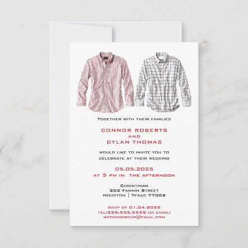 Country Shirts Inspired  Gay Wedding Invitation