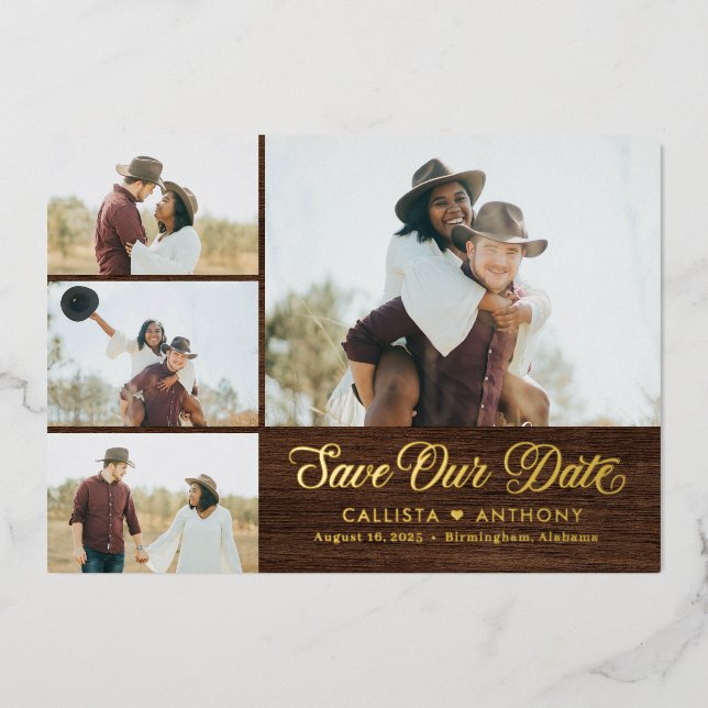 Country Side FOIL Rustic Wedding Save The Date Foil Invitation (Front)