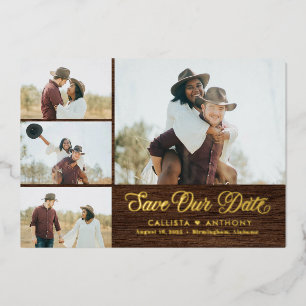 Country Side FOIL Rustic Wedding Save The Date Invitation