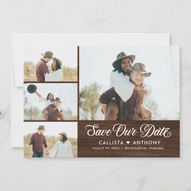 Country Side Rustic Wedding Save The Date Card (Front)