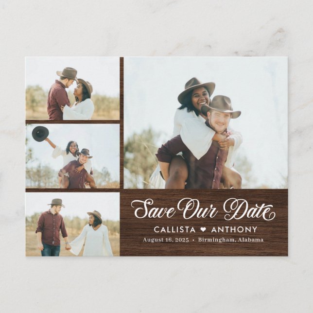Country Side Rustic Wedding Save The Date Postcard (Front)