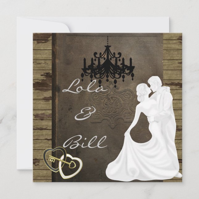 COUNTRY Silhouette Wedding  Invitation WITH ANTIQU (Front)