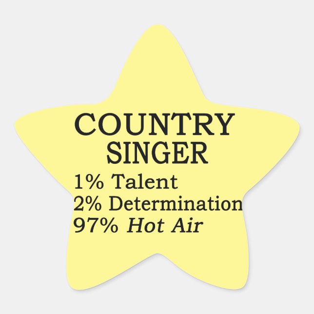 Country Singer Hot Air Star Sticker (Front)