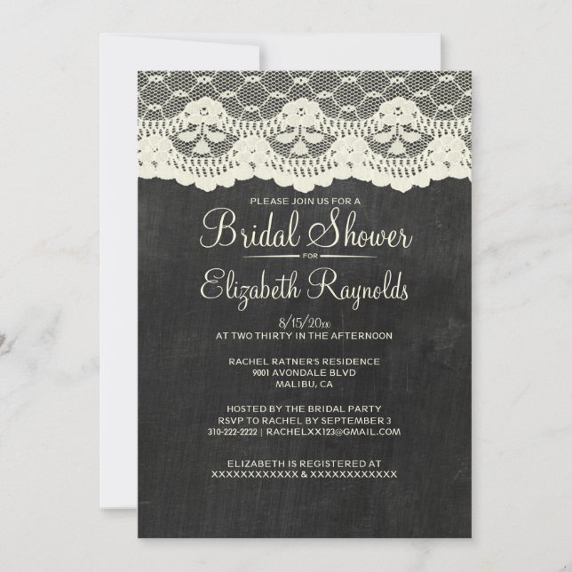Country Slate Bridal Shower Invitations (Front)