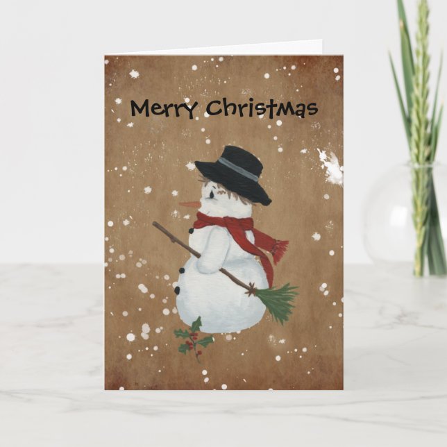 Country Snowman Christmas Card (Front)