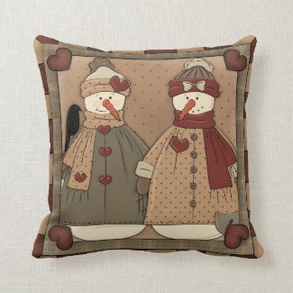 Country Snowman Holiday Throw Pillow