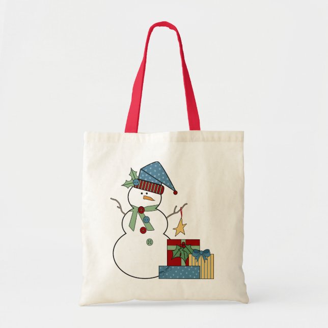 Country Snowman Holiday Tote Bag (Front)