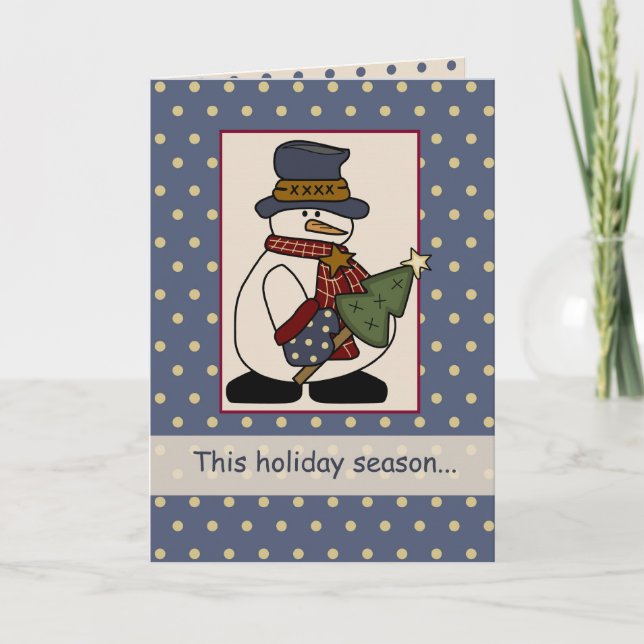 Country Snowman Holiday Tree Card (Front)