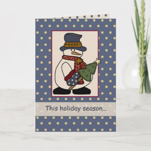 Country Snowman Holiday Tree Card