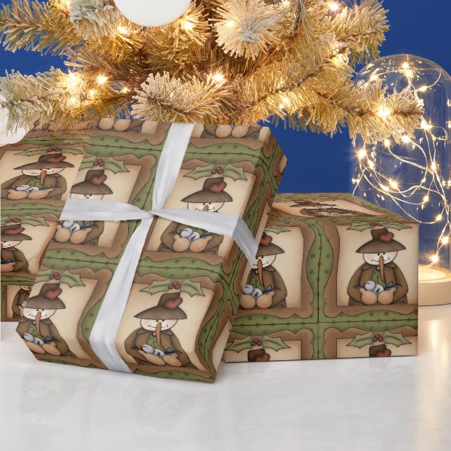 Country Snowman Holiday wrapping paper (Holidays)