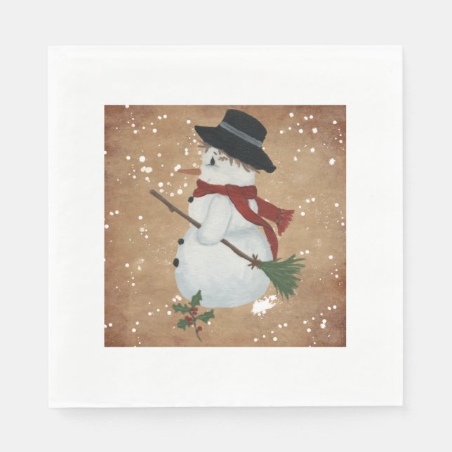 Country Snowman Paper Napkins (Front)