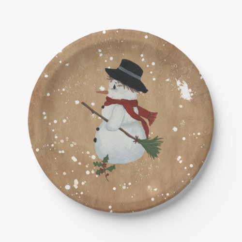 Country Snowman Paper Plates