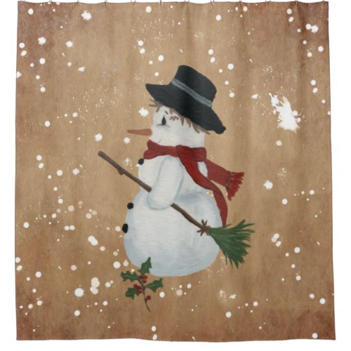 Country Snowman Shower Curtain