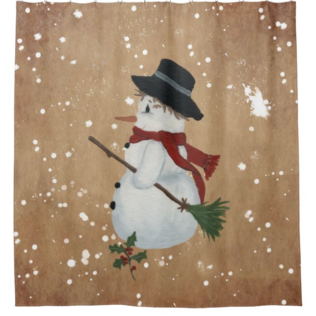 Country Snowman Shower Curtain (Front)