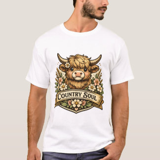 Country Soul Vintage Cute Highland Cow T-Shirt