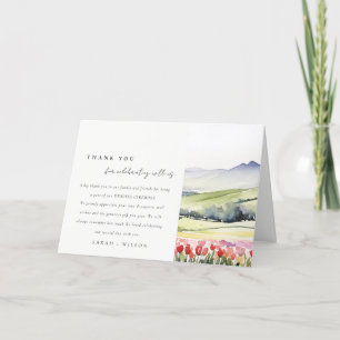 Country Spring Floral Landscape Rehearsal Dinner Letterpress Thank You Card