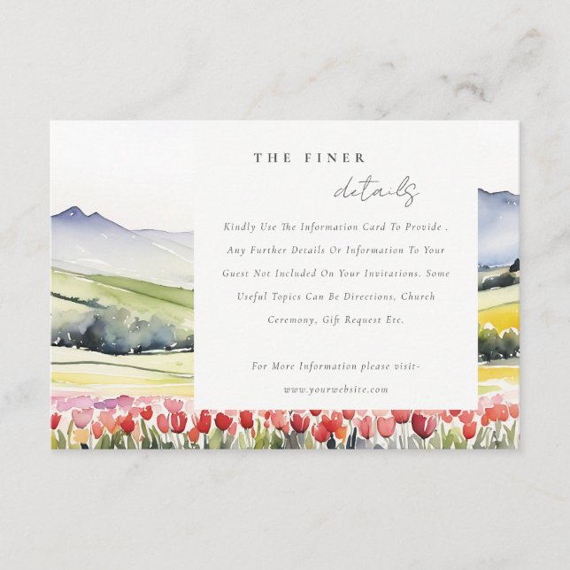 Country Spring Floral Landscape Wedding Detail Enclosure Card (Front)
