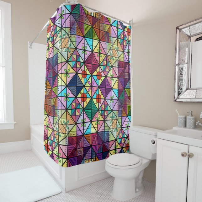 Country Stained Glass Shower Curtain (In Situ)