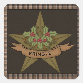 Country Star & Berries Personalized Christmas Square Sticker