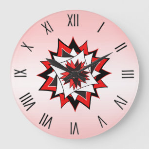 Country Star Red with Roman Numerals Large Clock