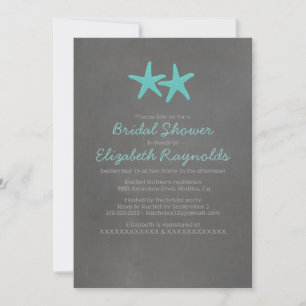 Country Starfish Beach Bridal Shower Invitations